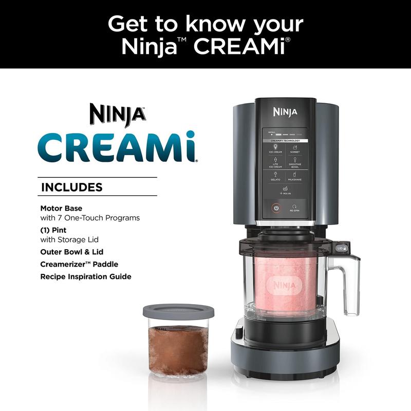 Ninja NC299AMZ CREAMi Ice Cream Maker, 16oz, Preto Fosco - Outros